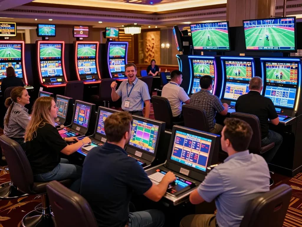 Exciting sports betting at dn 888 with dynamic atmosphere and engaged bettors