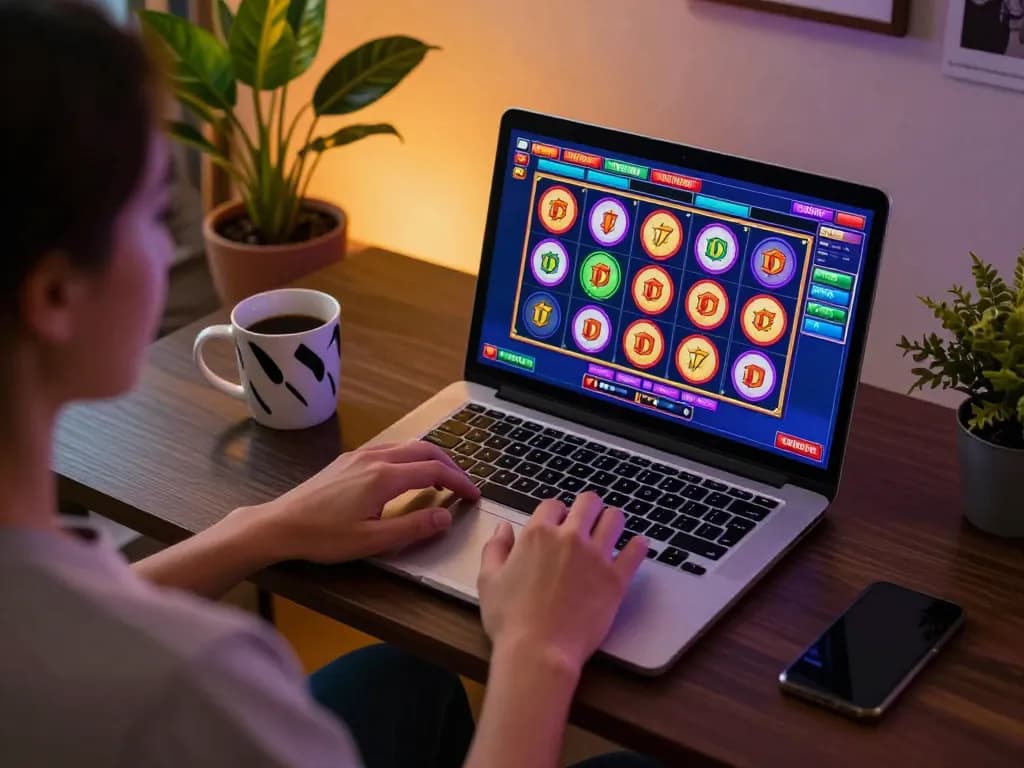 Engaging online casino gaming experience with 13win displayed on a vibrant laptop screen