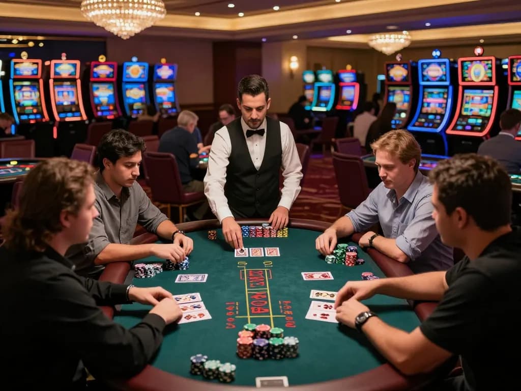 Players engaging in a thrilling blackjack game at kp88vip casino, showcasing strategy and excitement.