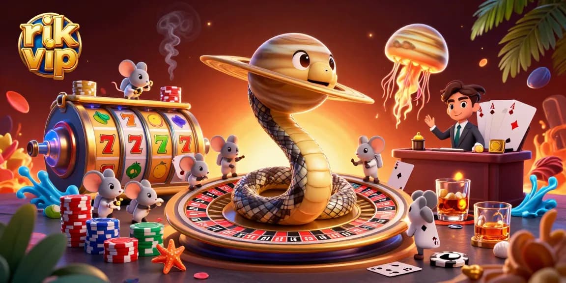Experience thrilling spins in rik vip as cartoon characters engage in cosmic gambling fun.