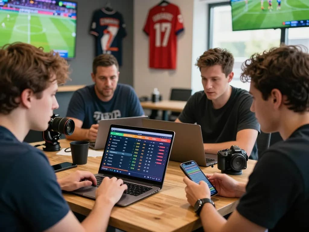Engaged bettors discussing strategies on a blog cá cược platform with live odds display.