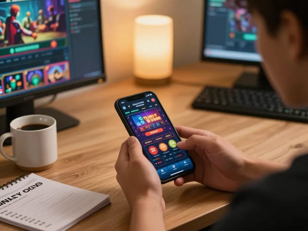 Engaging online gaming experience on 78win app, showcasing smartphone betting interface and strategy notes.
