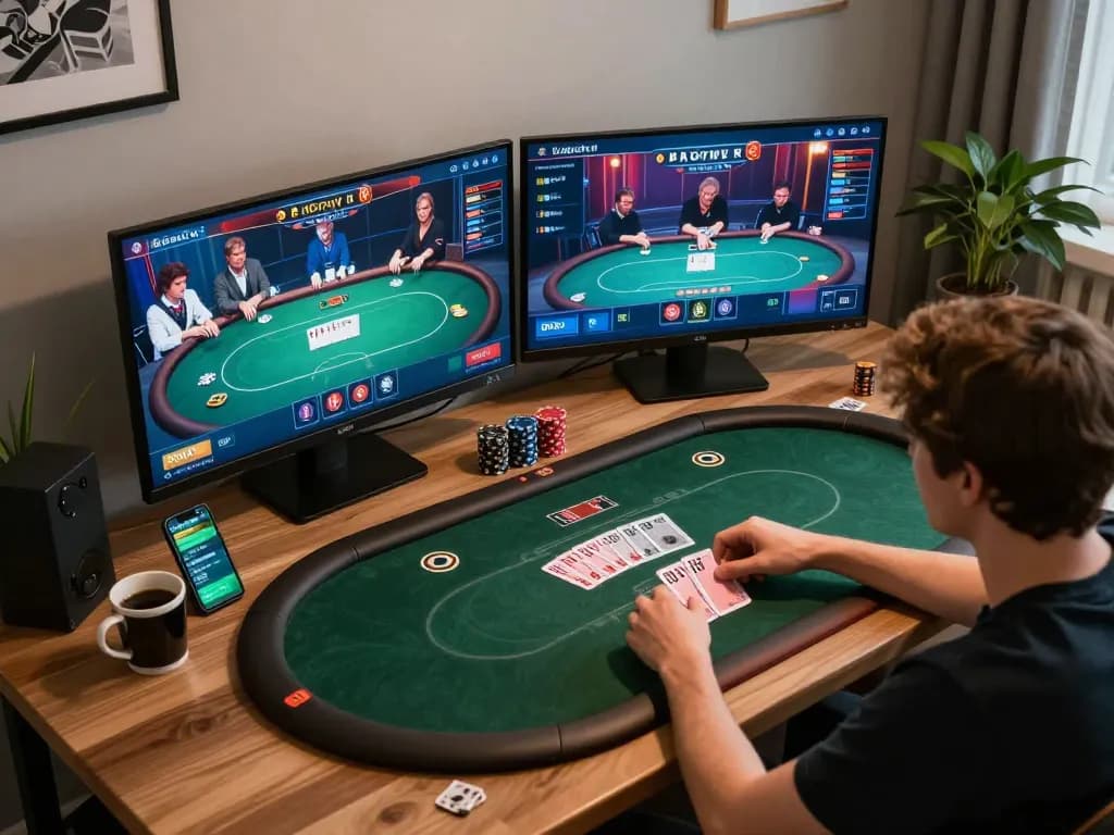 Exciting poker game on five88 platform with multiple screens and engaging player strategy