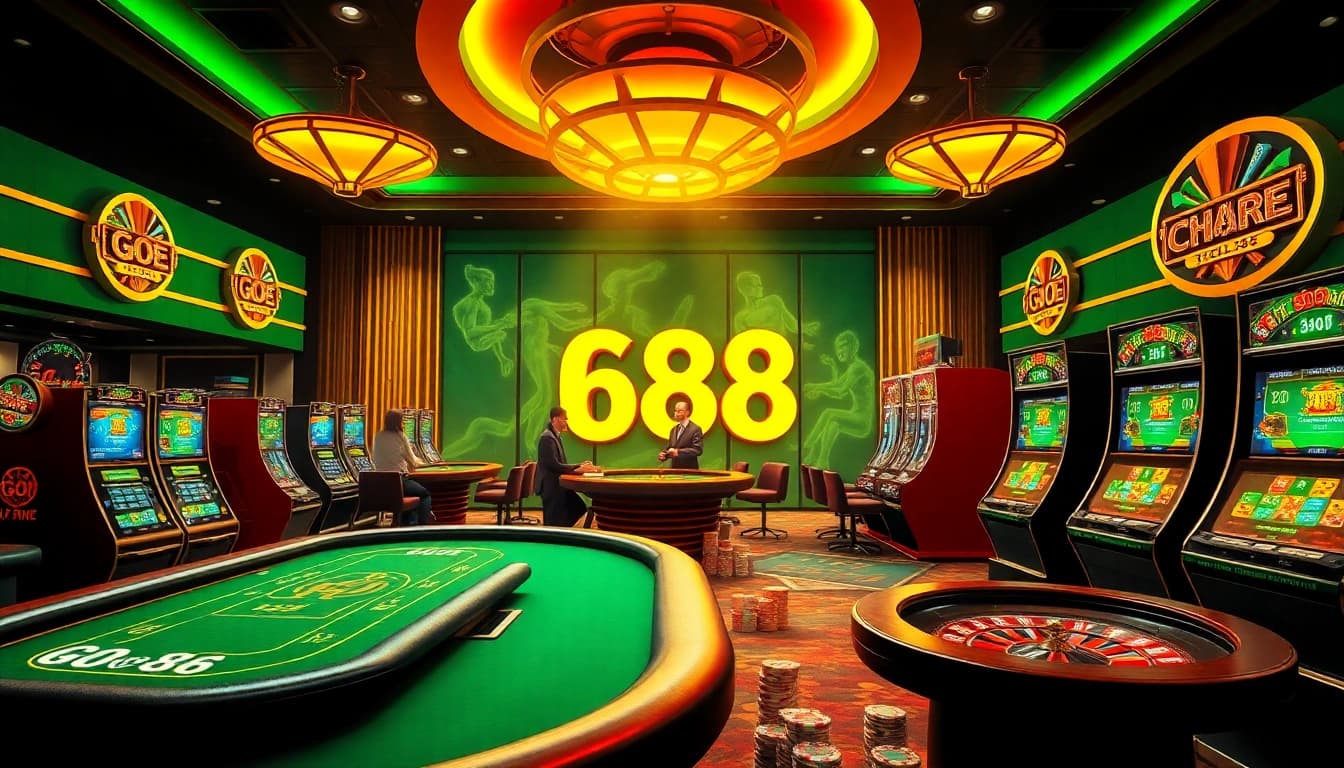 Players enjoying thrilling games at the GO 88 online casino, with vibrant tables and dynamic visuals.