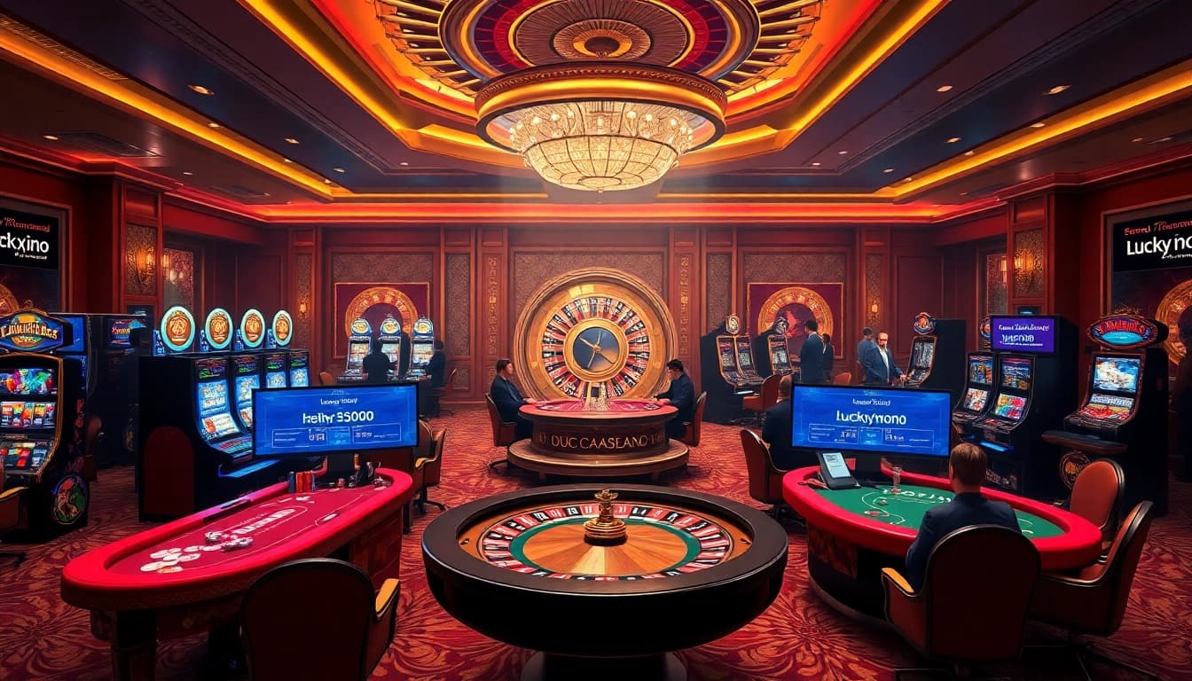 Experience the excitement of gambling at https://lucky88j.world/ with luxurious casino visuals, vibrant slot machines, and poker action.
