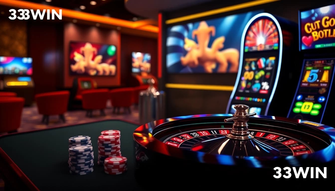 Experience the excitement of online gambling with 33WIN's vibrant casino interface.