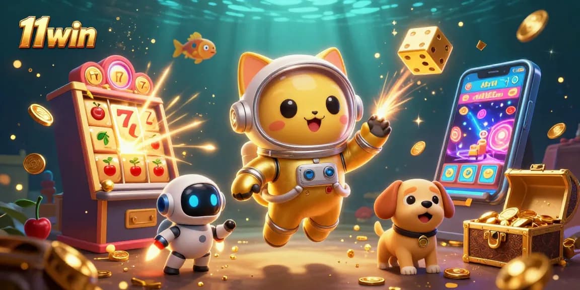 Experience thrilling gaming with 11win as the astronaut cat explores a vibrant casino universe.