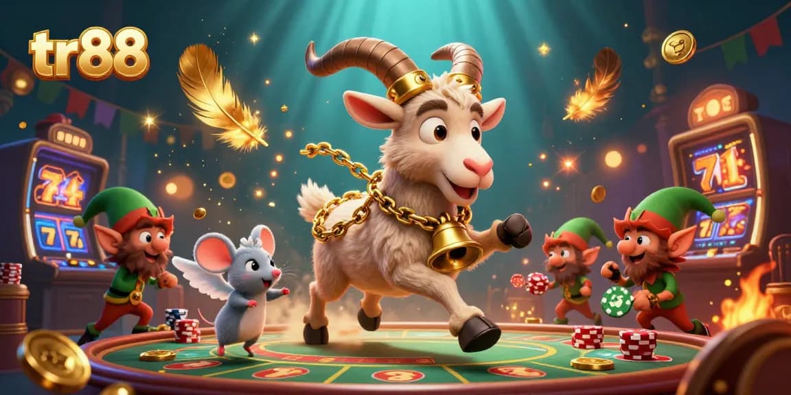 Play thrilling games at tr88 casino with festive characters engaging in exciting gambling activities.
