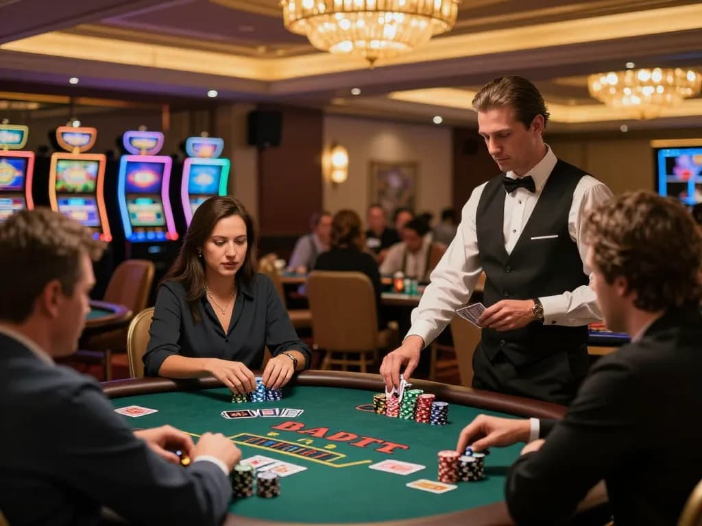 hitclub players enjoying a high-stakes blackjack game in a luxurious casino environment