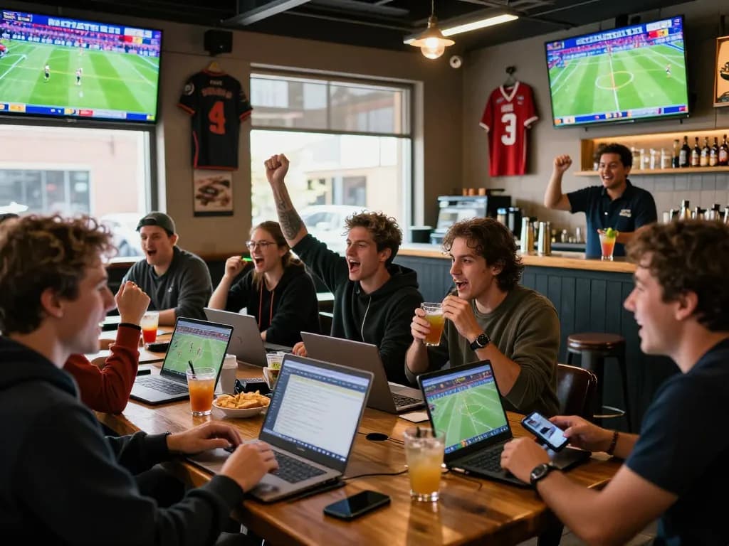 Exciting sports betting atmosphere with fans and zbet in action during live games.