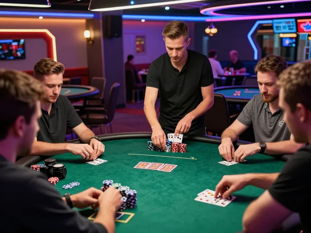 Players engage in a thrilling poker game at Fly88 casino, showcasing excitement and strategic gameplay.