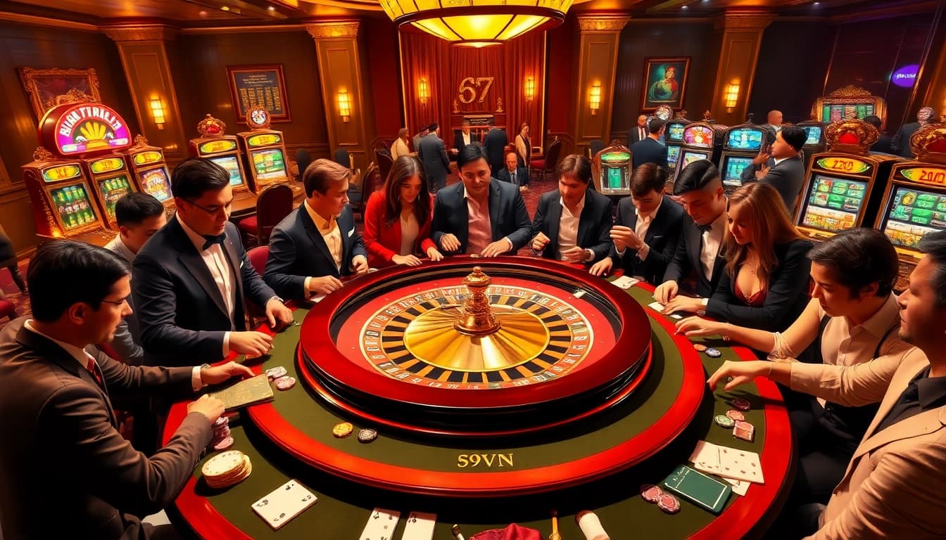 A dynamic gambling scene at 69VN showcasing roulette gameplay with excitement and engaging players.