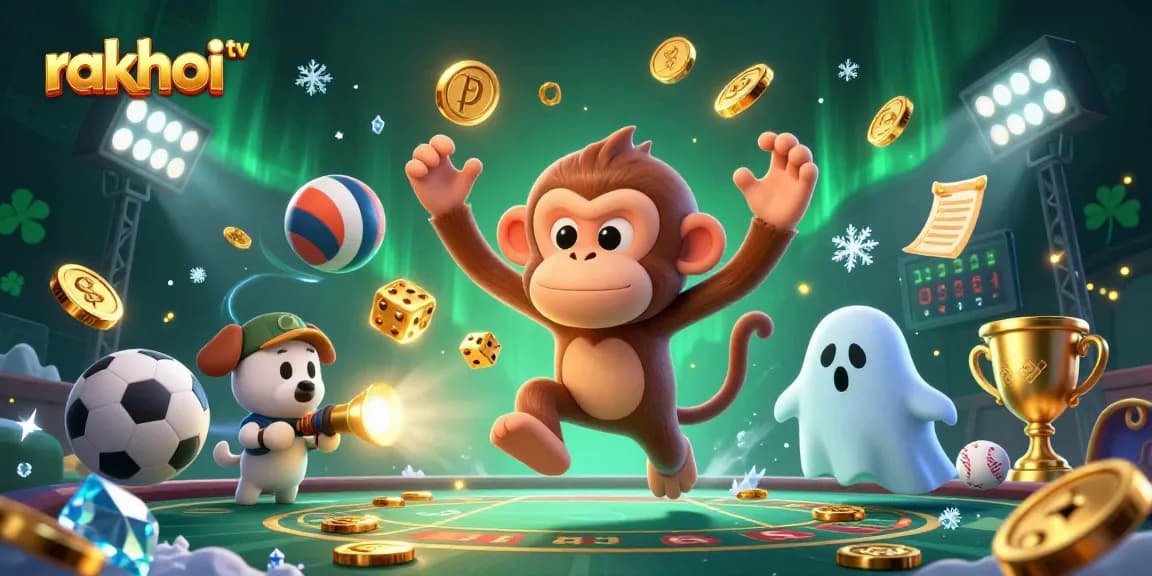 Experience thrills with rakhoi tv as a mischievous monkey juggles golden coins in a lively casino scene.