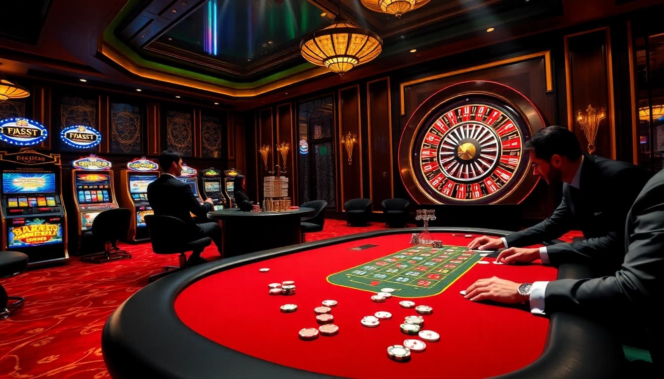 Experience the thrill of winning at https://tt88.to/ with a high-stakes casino scene featuring poker, roulette, and excitement.