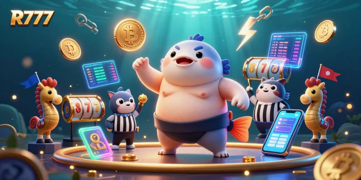 Engage with R777's immersive slots experience featuring underwater characters and vibrant gaming elements.