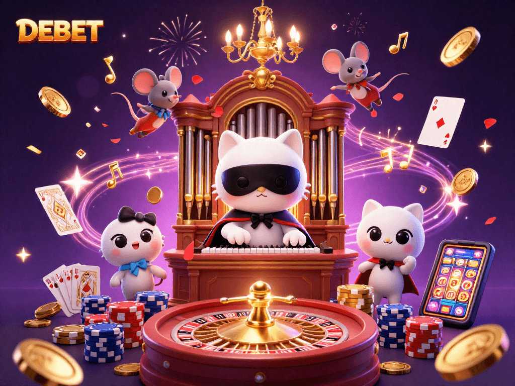 Experience excitement at DEBET with a thrilling 3D casino scene filled with action and energy.