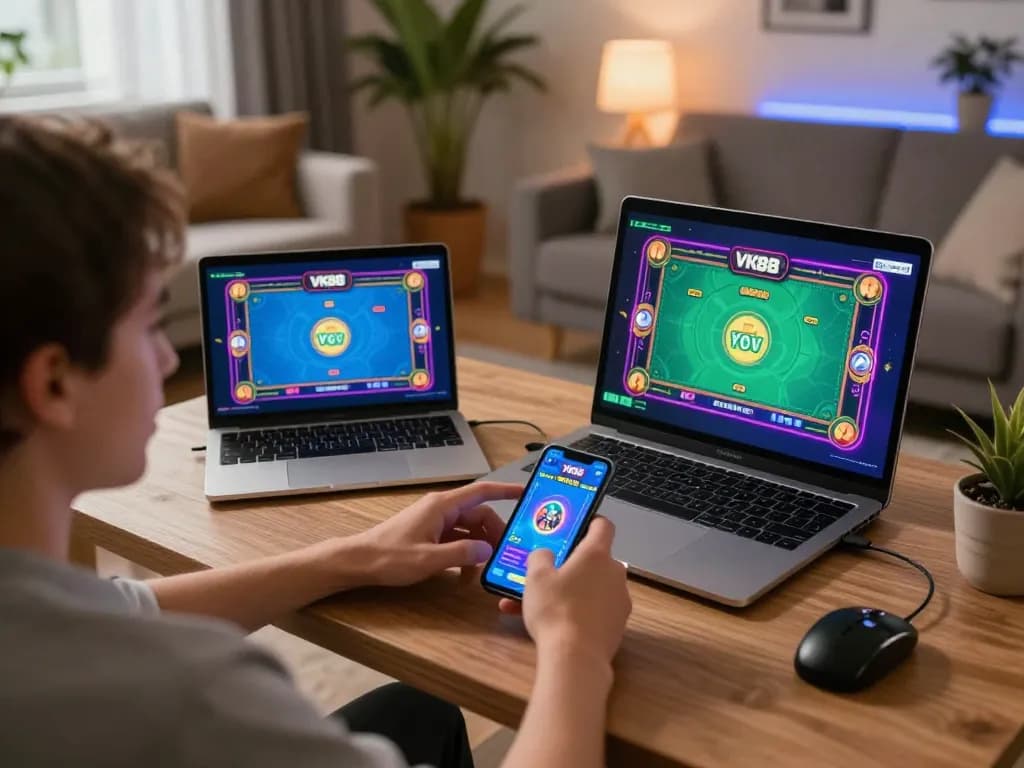 Engaging moment of VK88 đăng nhập showing player immersed in online casino gaming experience