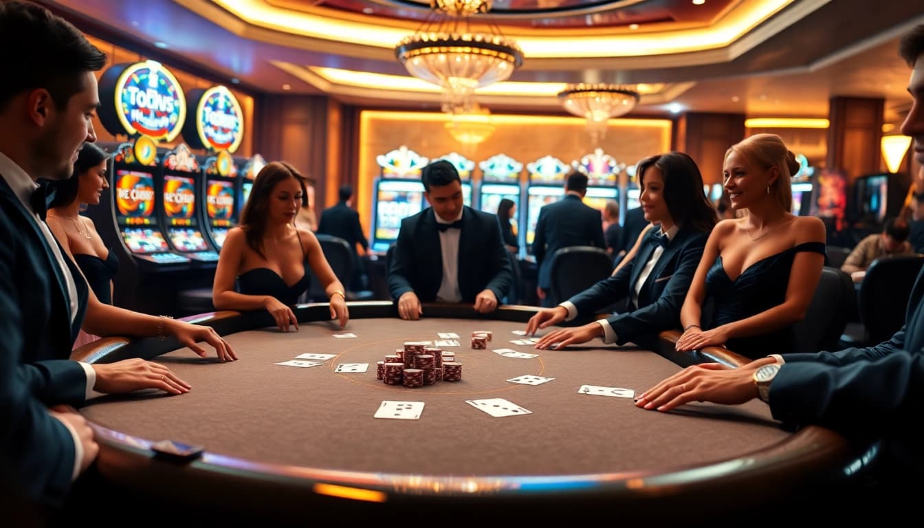 Engaging poker players at tt88.com illustrate excitement in high-stakes betting action.