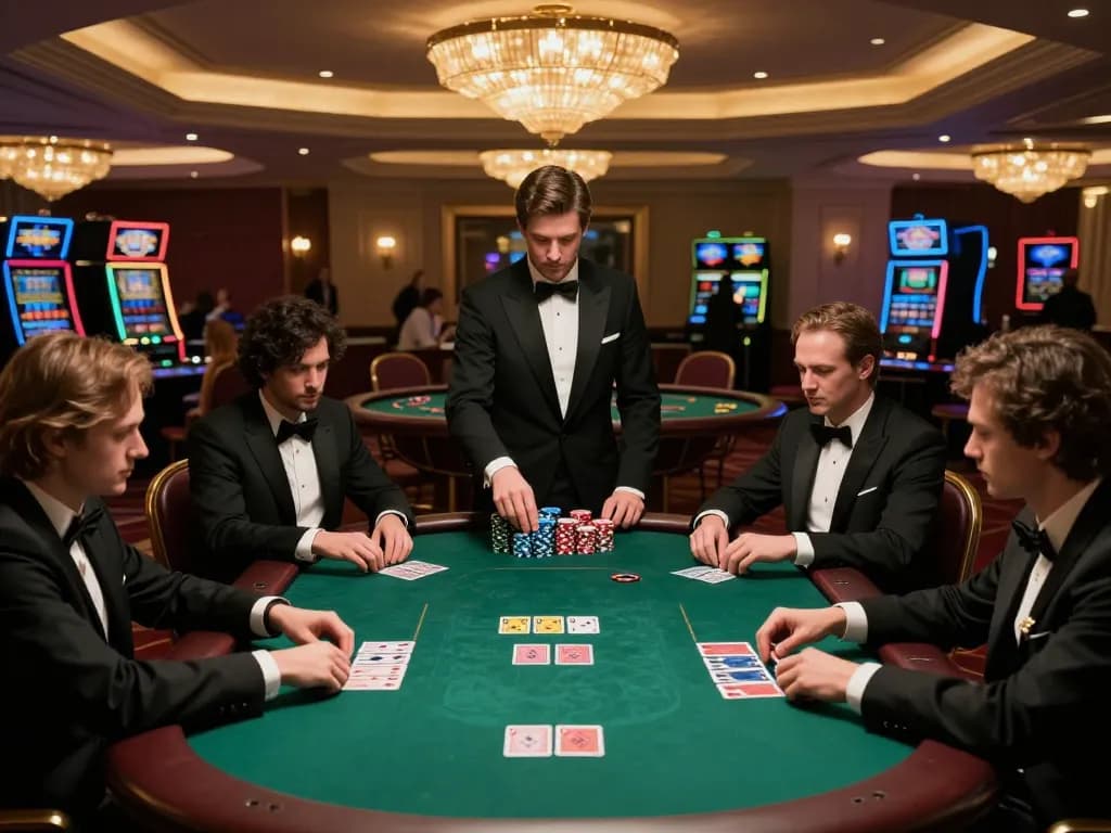 Players at a poker table strategizing during a high-stakes game at da88 casino.