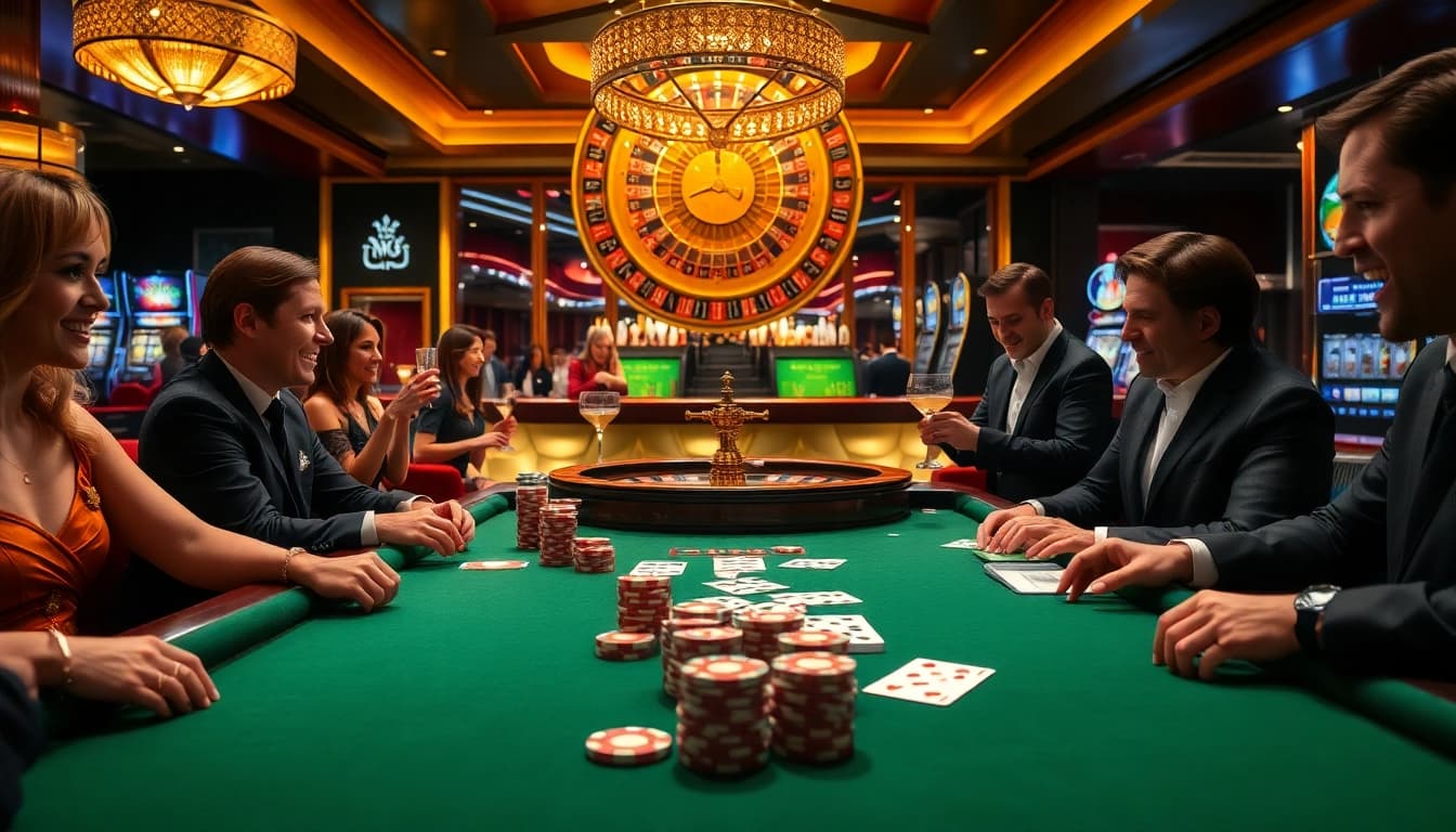 Experience thrilling games at https://789win223.com/, featuring a casino table with vibrant cards and poker chips.