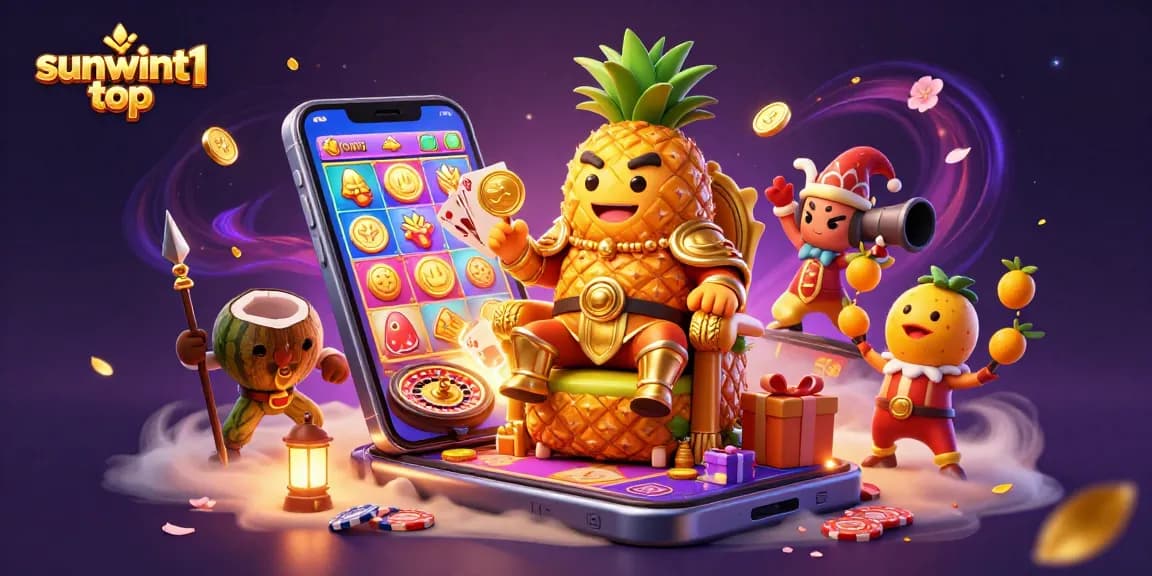 Experience thrilling gameplay at sunwint1 top with the lively golden pineapple king at a beach casino.