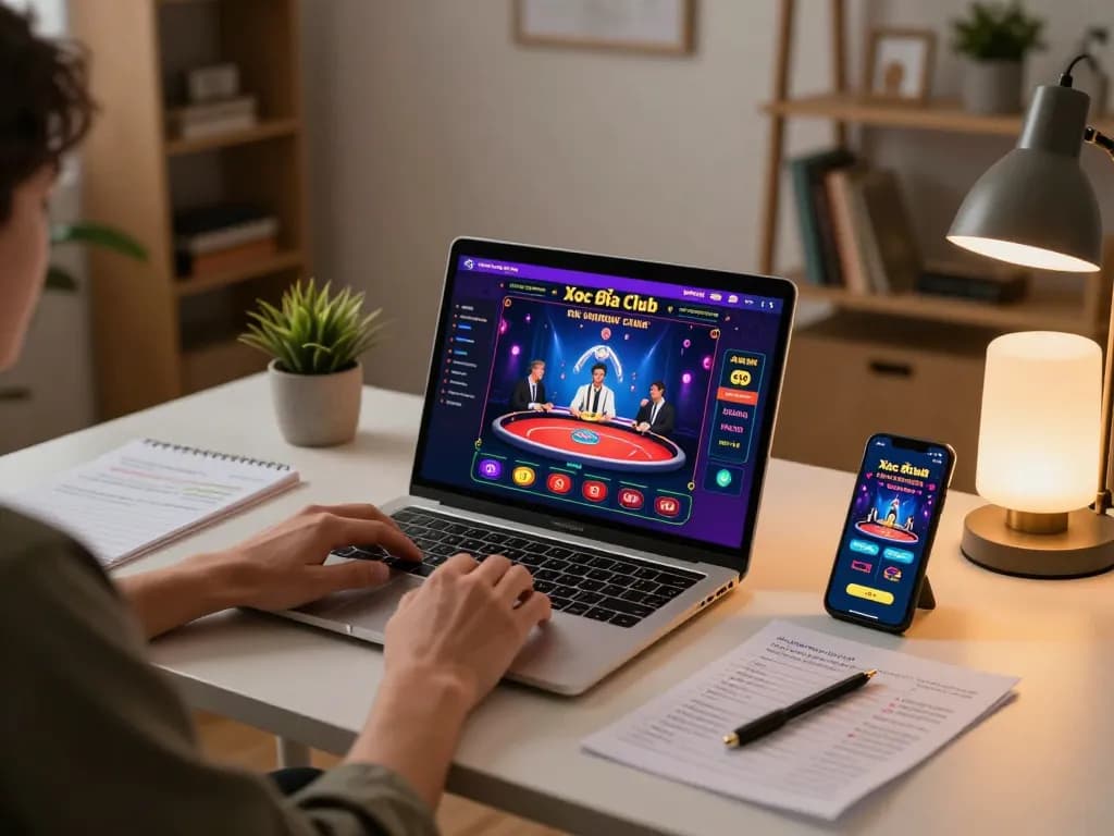 Engaging gameplay on xocdiaclub with colorful interface displayed on a laptop