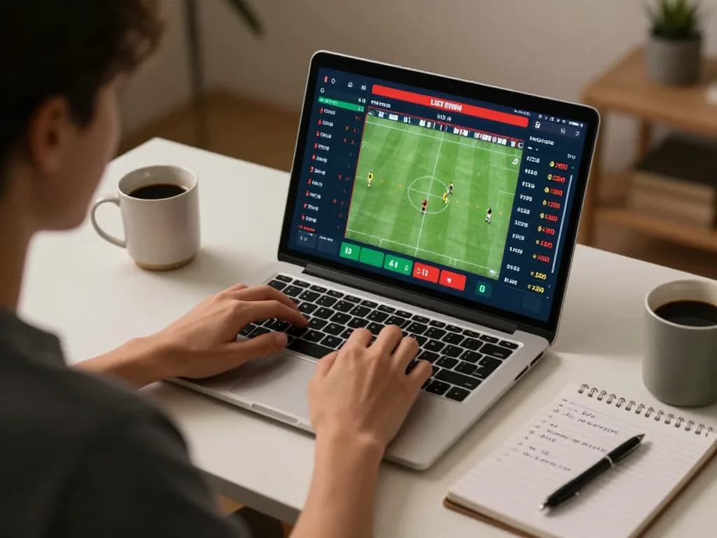 Engaging in sports betting on soi kèo hôm nay with live odds displayed on a laptop
