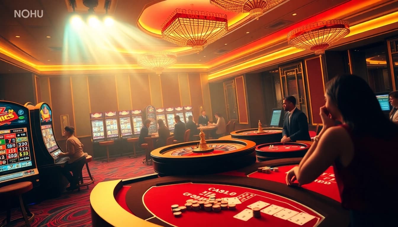 Experience thrilling gameplay with NOHU's vibrant online gambling scene showcasing exciting casino activities.