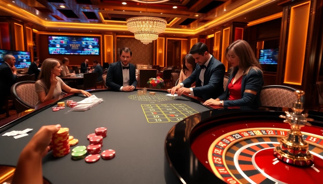 Players experience excitement and strategy at https://777x.center/ amidst a luxurious casino backdrop.