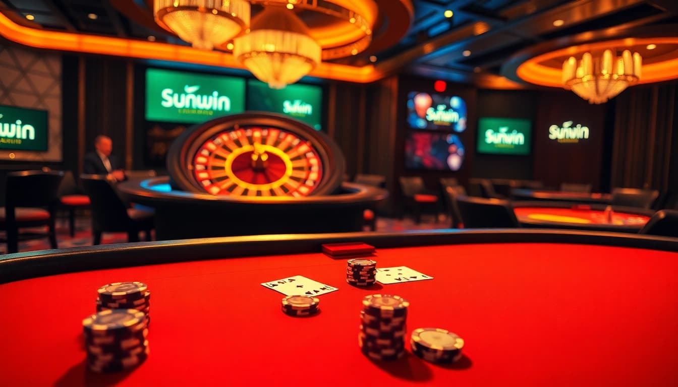 Experience thrilling gambling excitement with Sunwin at an upscale casino blackjack table.