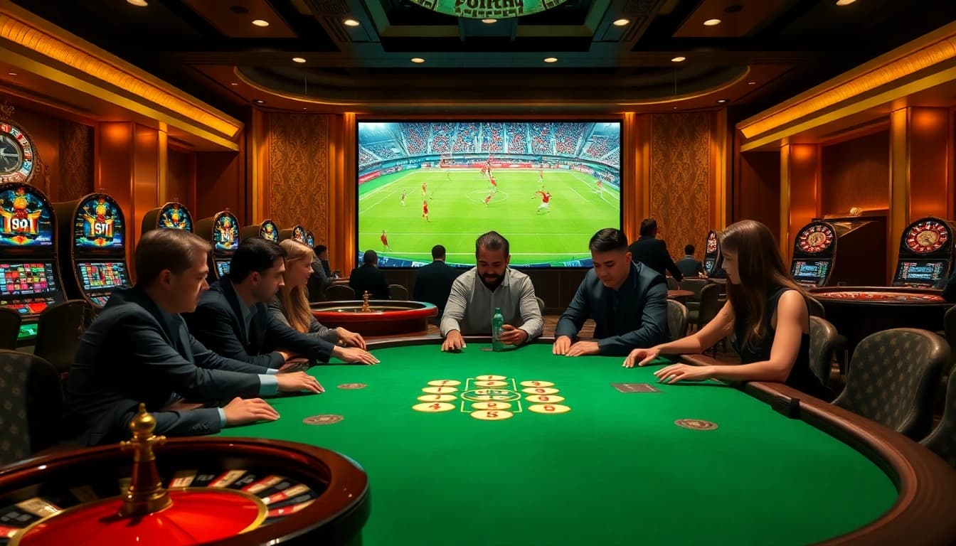 Experience the thrill of watching ดูบอลสด while engaging in high-stakes poker at a luxurious casino.