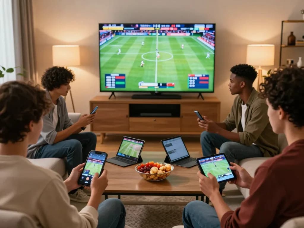 FC88 players engaging in exciting sports betting at home using smartphones.
