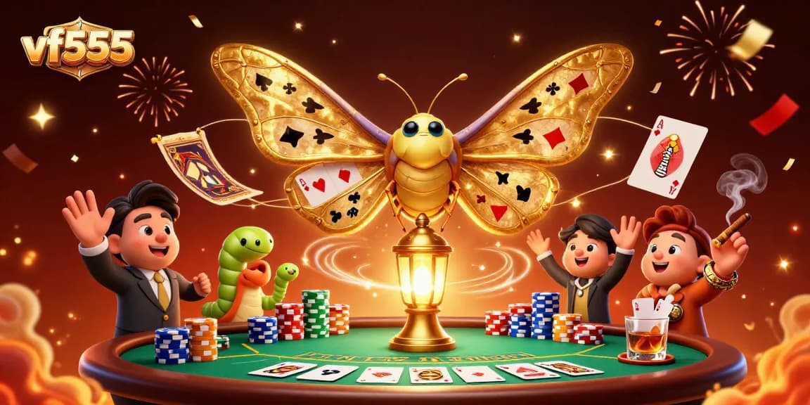 Engage with vf555, featuring vibrant casino scenes woven by a majestic atlas moth and silk worms.
