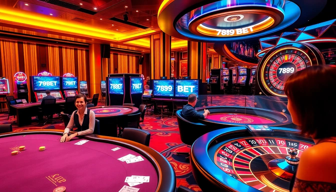 Players enjoying a thrilling game experience on 789BET's online casino platform with vibrant elements.