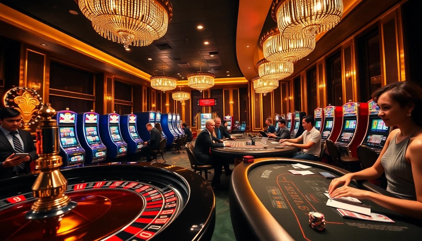 Experience thrilling gameplay at https://8day.reisen/ with exciting casino scenes featuring roulette and blackjack tables.
