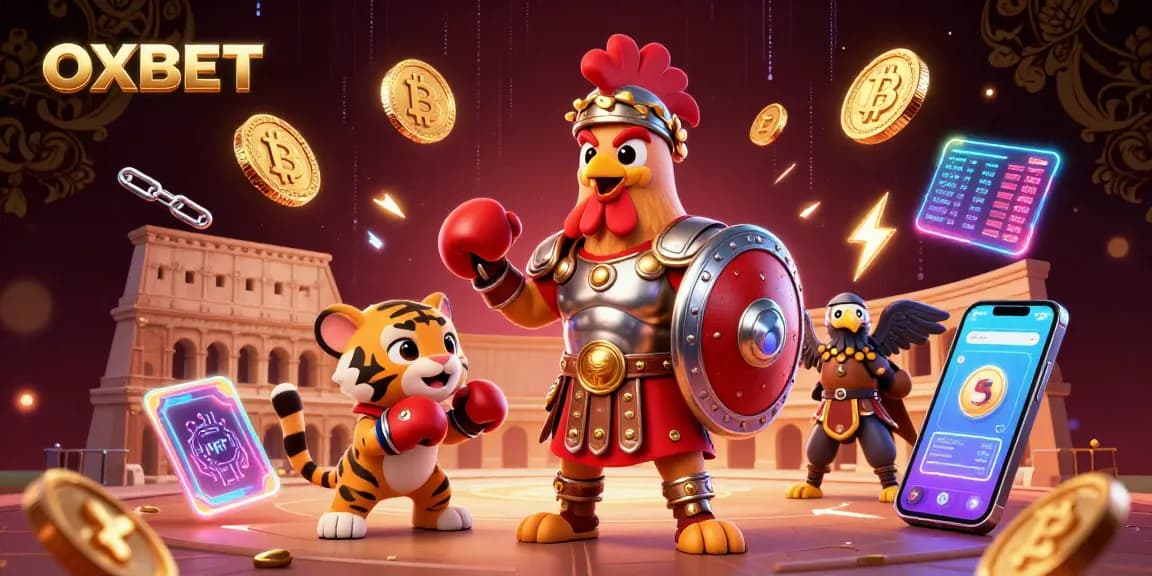 Engage with OXBET's dynamic gaming universe featuring vibrant 3D characters and rich crypto elements.
