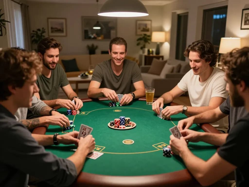 Players enjoying an exciting poker game at home showcasing the community spirit of online gaming through https://rr88.gratis/