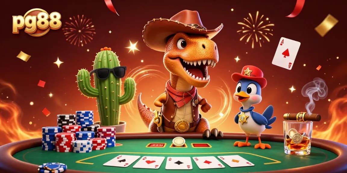 Experience thrilling gameplay at pg88 with a lively poker scene featuring unique characters and vibrant casino elements.