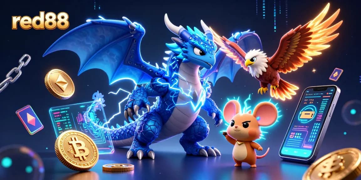Engage with red88's thrilling casino experience featuring dynamic 3D characters and vibrant elements.