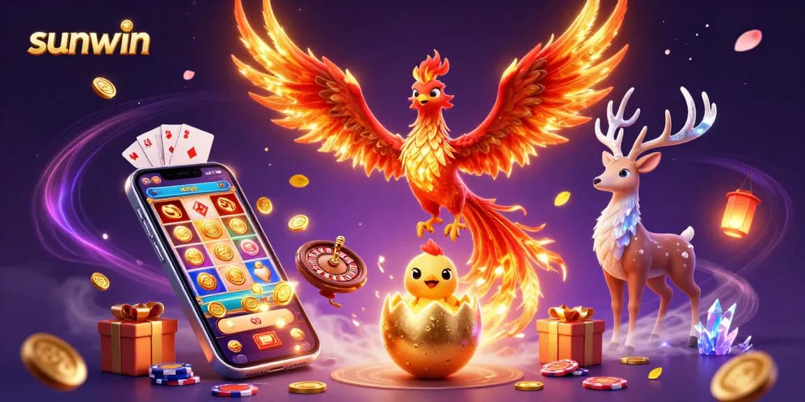 Experience the thrill of sunwin gaming with a vibrant phoenix scene filled with excitement and action.