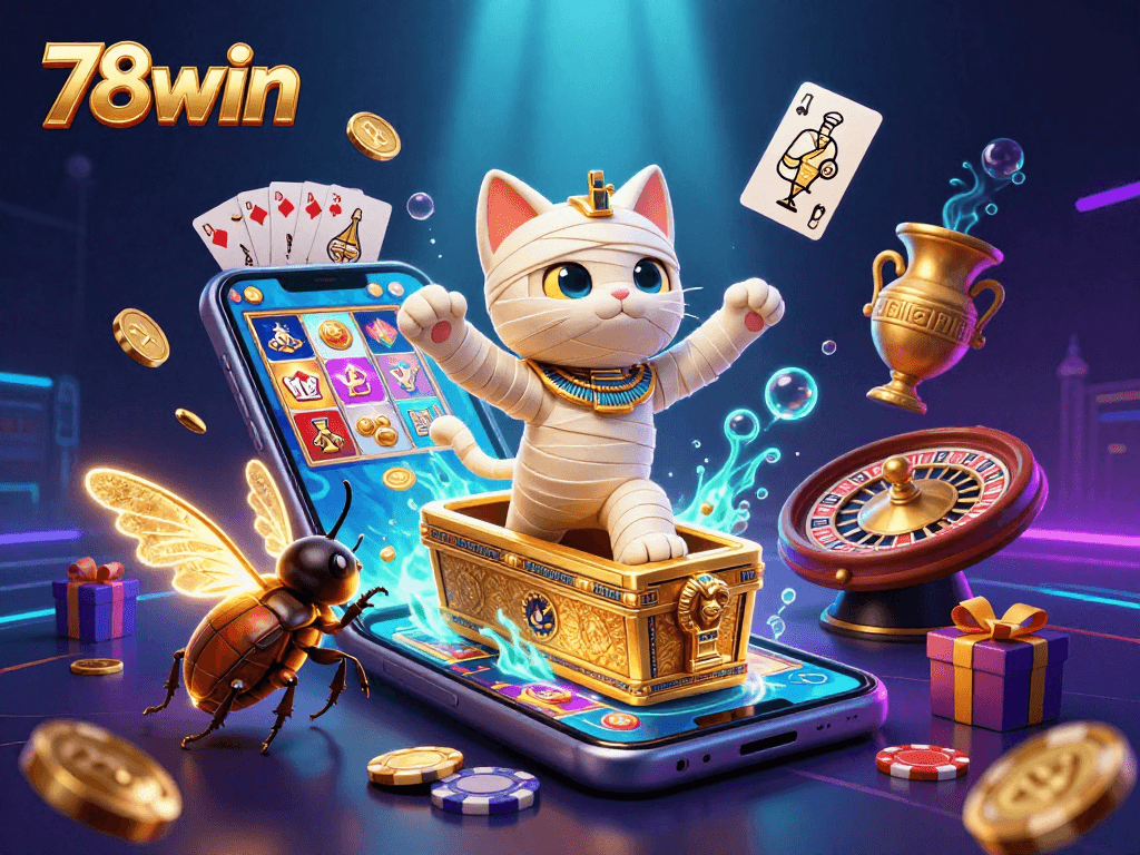 Experience thrilling wins with 78win's 3D mummy casino adventure and glowing treasures.