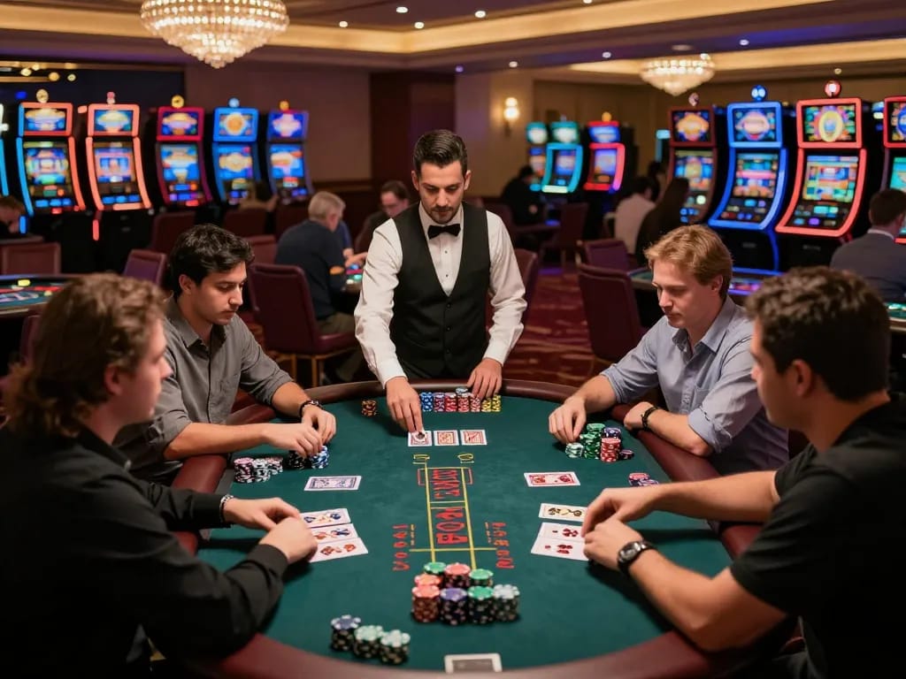 Players engaging in a thrilling blackjack game at kp88vip casino, showcasing strategy and excitement.
