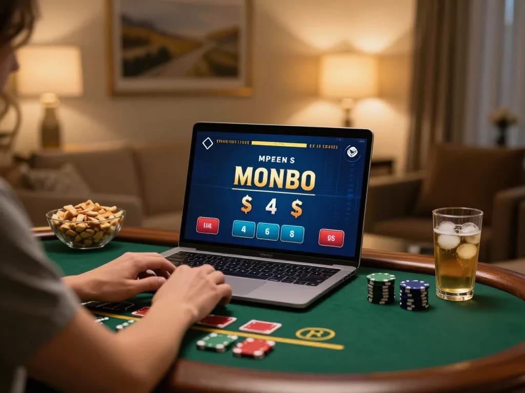 Engaging gameplay at Luckywin with a cozy home setup for online blackjack.