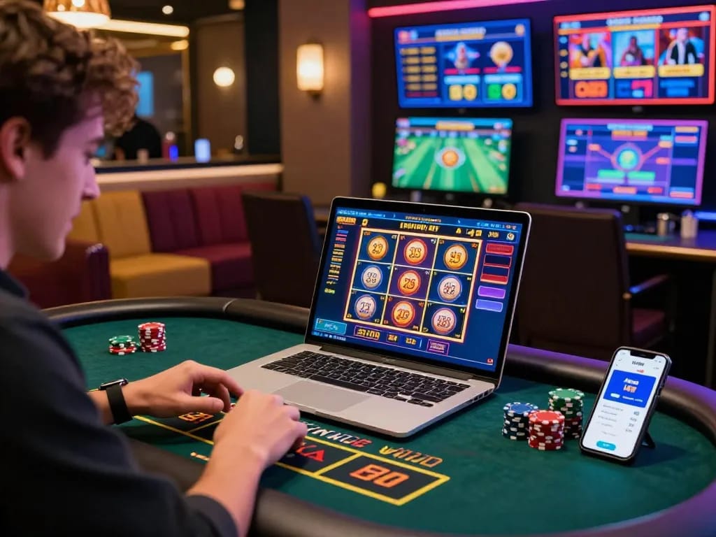 Engaged player at VN88 online casino experiencing live gaming excitement.