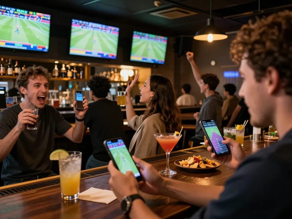 Enjoying the thrill of sports betting at 88CLUB, patrons engaged with live games and betting apps
