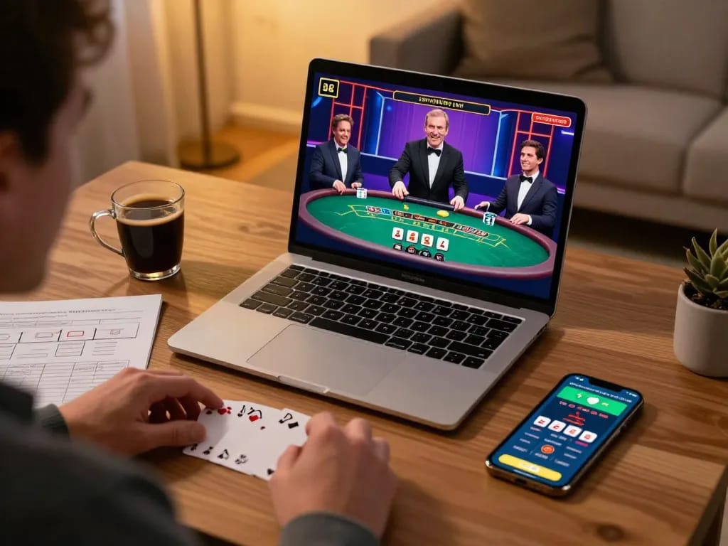 Engaging in live dealer blackjack online at MM88, showcasing a strategic and exciting home gaming experience.