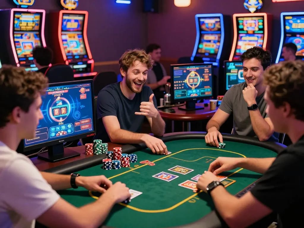 Players enjoying rikvip online card games with vibrant interfaces and thrilling atmosphere