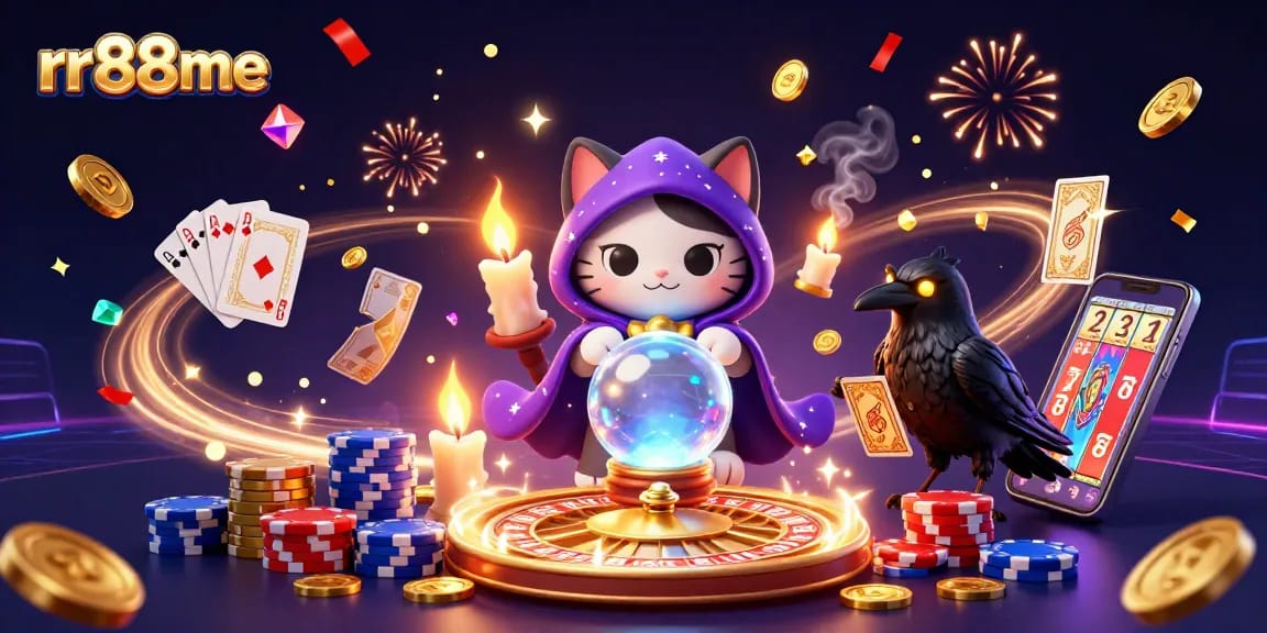 Experience thrilling wins at rr88me with vibrant 3D casino visuals featuring mystical characters and game elements.