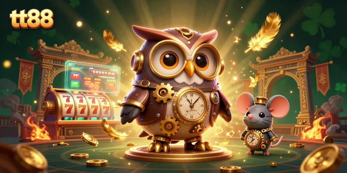Experience thrilling gaming excitement at tt88 with dynamic characters and casino elements in an immersive 3D illustration.