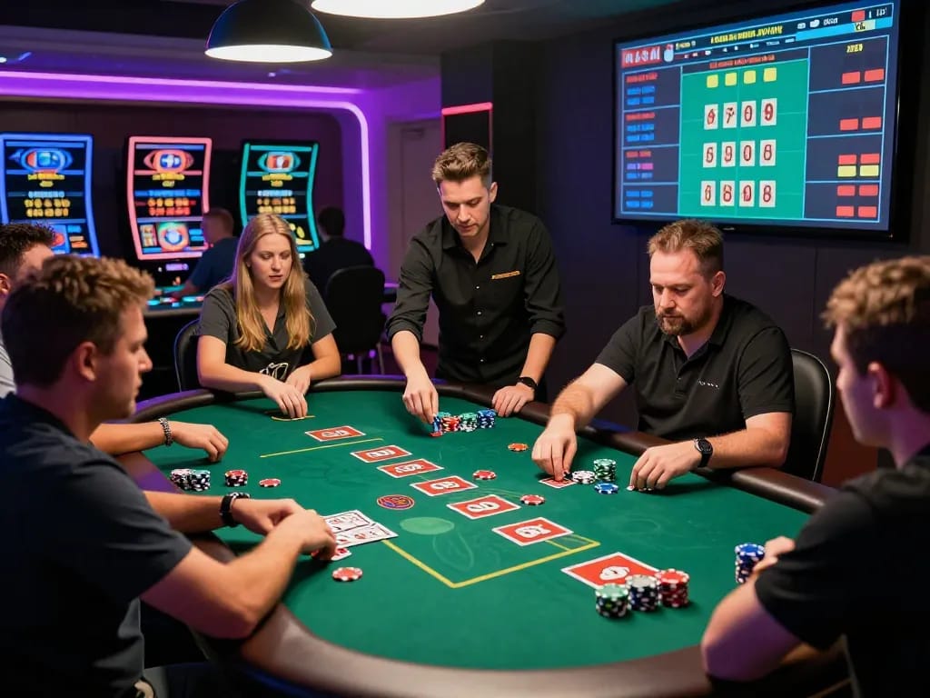 Exciting live gaming at https://bong99.pro/ casino with players engaged in high-stakes card games.